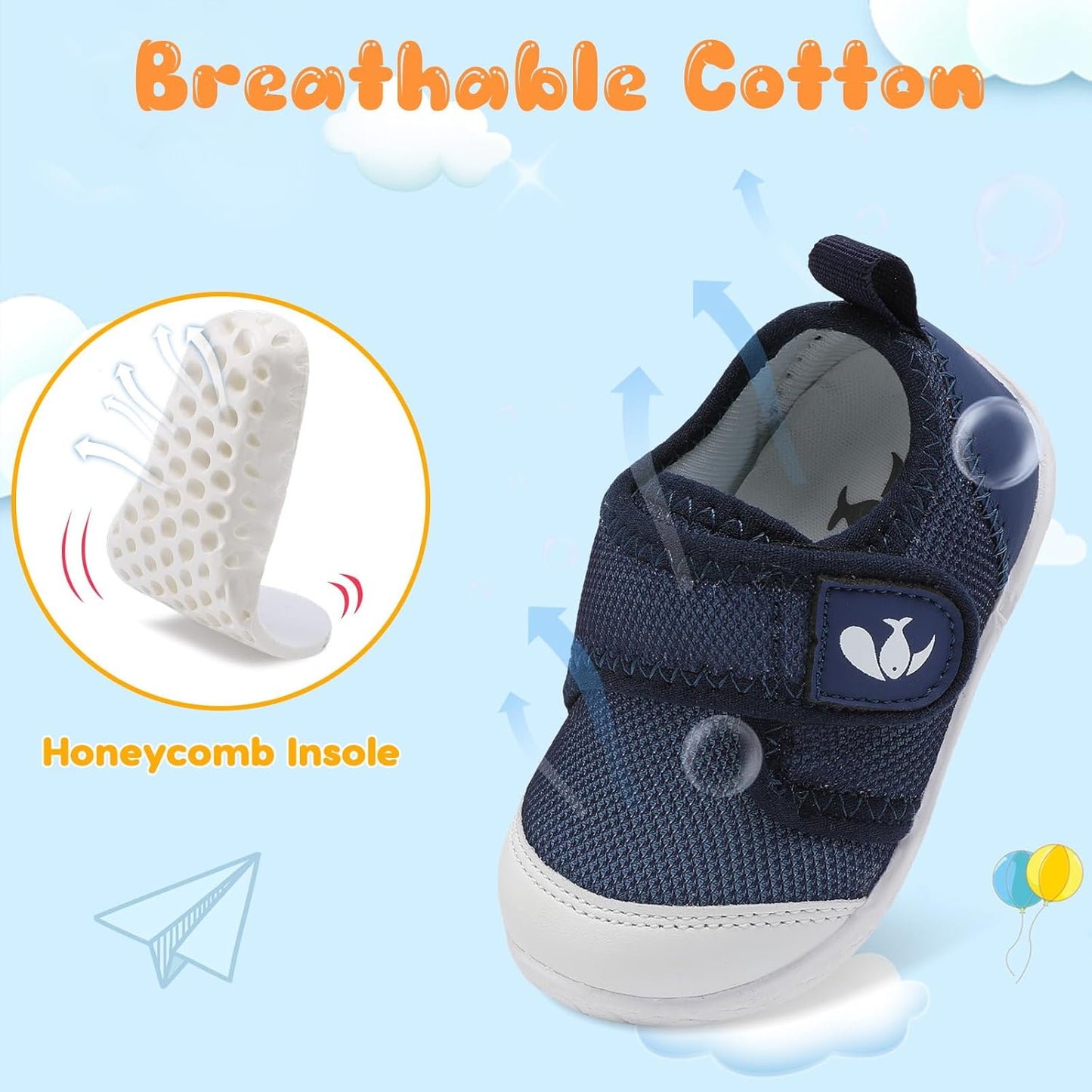 FEETCITY Baby First Walking Shoes Boys Girls Infant Sneakers Crib Shoes Breathable Lightweight Slip On Shoes