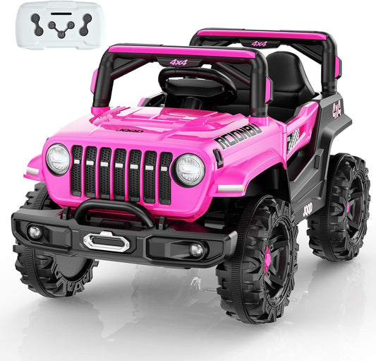SEALIGHT 12V Kids Ride On Truck Car w/Parent Remote Control, 4 * 380W Motors, 3 Speeds, Emergency Braking, LED Lights, Music & Horn, Kids Electric Vehicles for Boy Girl Gift