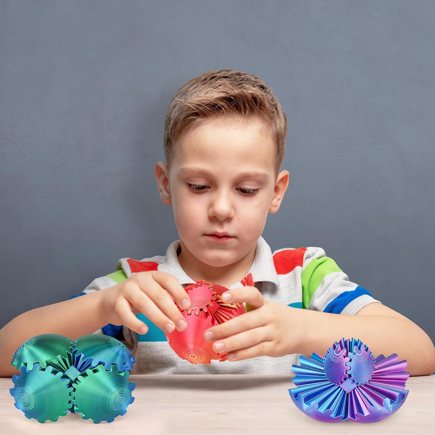 Gear Ball Fidget Toy - 3D Printed Stress Relief Spinner, Educational and Fun Gift for Kids & Adults, Durable & Eco-Friendly, Ideal for Birthday (Silk Purple)