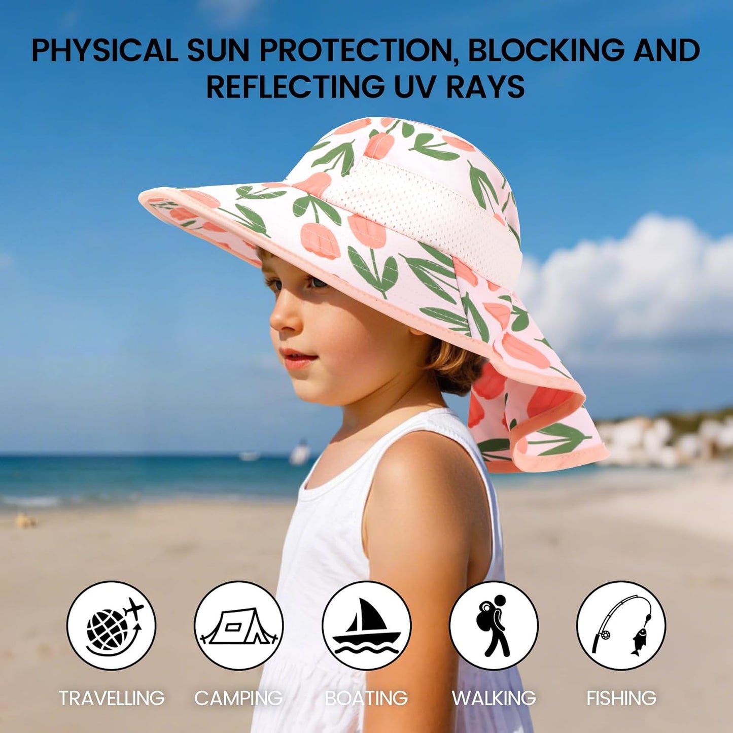 Baby Sun Hat with Neck Flap for Sun Protection Toddler Beach Hat UPF 50+ Outdoors 0-6 Years Boys Girls
