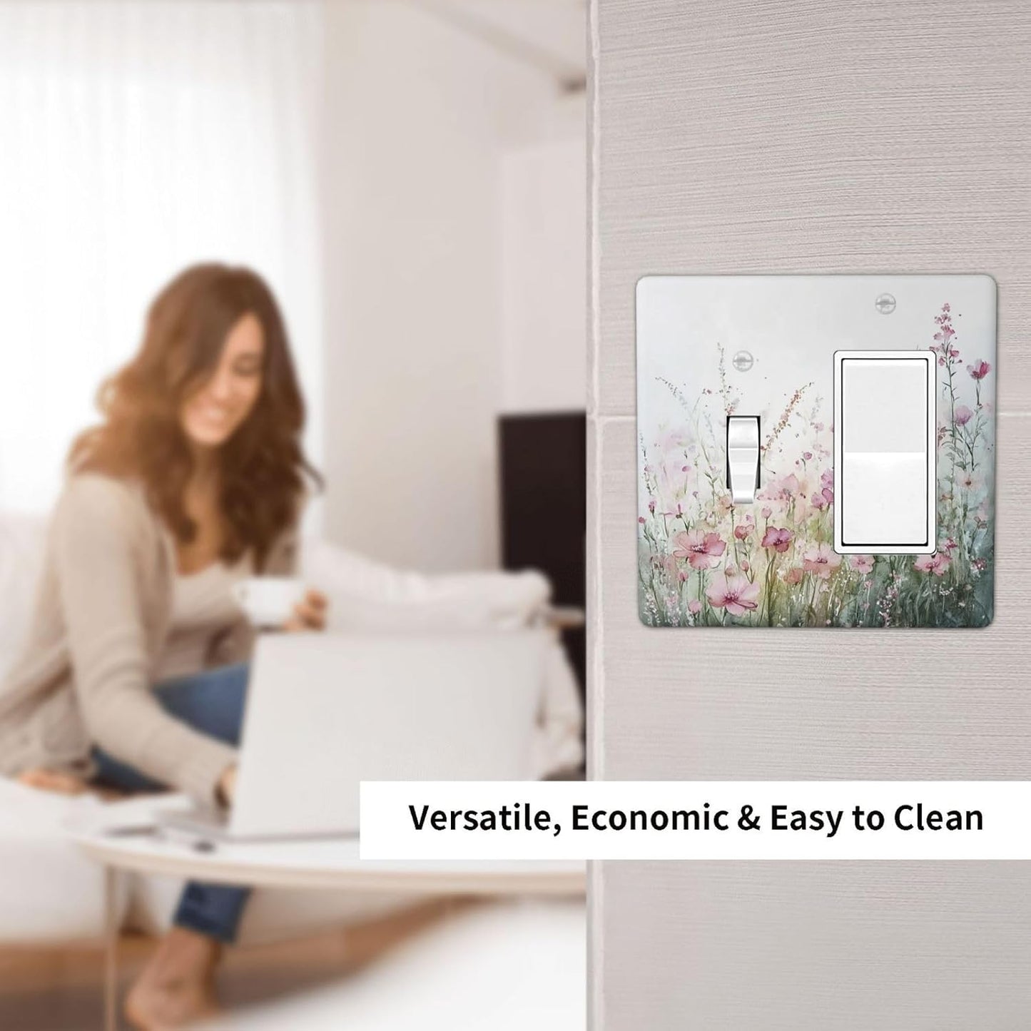 Outlet Covers Wildflower Botanical Watercolor Floral 1 Toggle 1 Rocker Combination Decorative Wall Plate Electrical Switch Plates Light Switch Cover Plate For Bed Room Living Room Decor