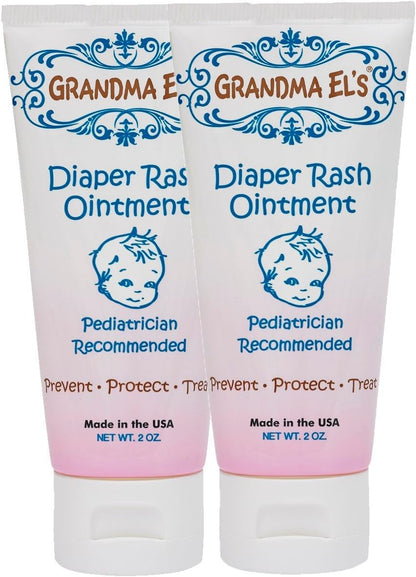 Grandma El’s Diaper Rash Ointment – Gentle Protection & Relief for Baby’s Delicate Skin – Pediatrician-Approved Moisturizing Barrier – Safe for Cloth & Disposable Diapers – 2oz, 2-Pack