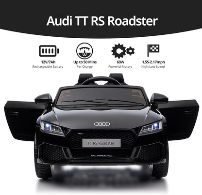 Electric Ride on Car for Kids, Licensed Audi 12V 7Ah Kids Ride-on Toy for Toddlers 3-5 Year Old with Remote, Bluetooth - Black
