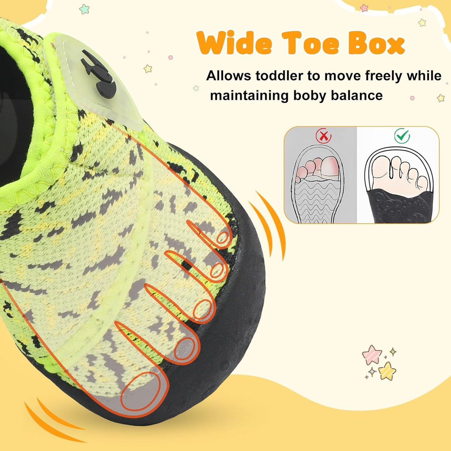 FEETCITY Baby First Walking Shoes Wide Baby Shoes Infant Sneakers Newborn Crib Shoe Barefoot Lightweight Slip On Shoe