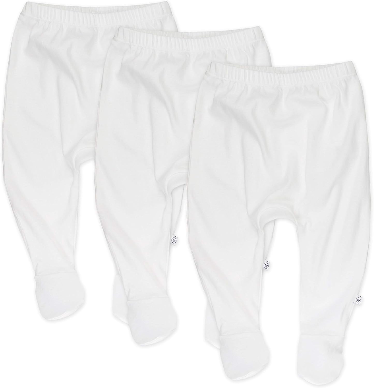 HonestBaby 3-pack Footed Pants Roomy Fit Pull on Bottoms 100% Organic Cotton for Infant Baby Boys, Girls, Unisex