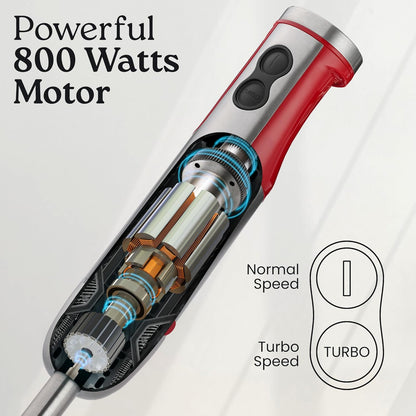 Zulay 4-in-1 Immersion Stick Mixer Hand Blender - 800 Watts, 12 Speeds, 5-ft Power Electric Cord