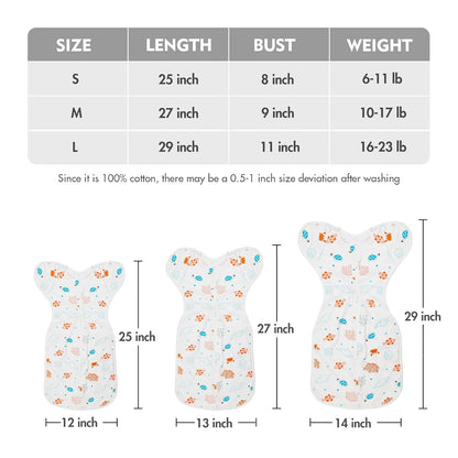 Baby Transitional Swaddle Sleep Sack - Swaddles for Newborns, Cuff Removable Arms Up Design, Free Wearable Blankets with 2-Way Zipper, Underwater World (3-6 Month)