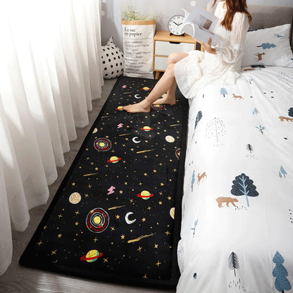 Loartee Coral Velvet Area Rug - 1" Thick Memory Foam Baby Play Mat, Washable Toddler Carpet, Home Decor for Living Room, Nursery, Kids Bedroom, Astral Black, 4'3"x6'3"
