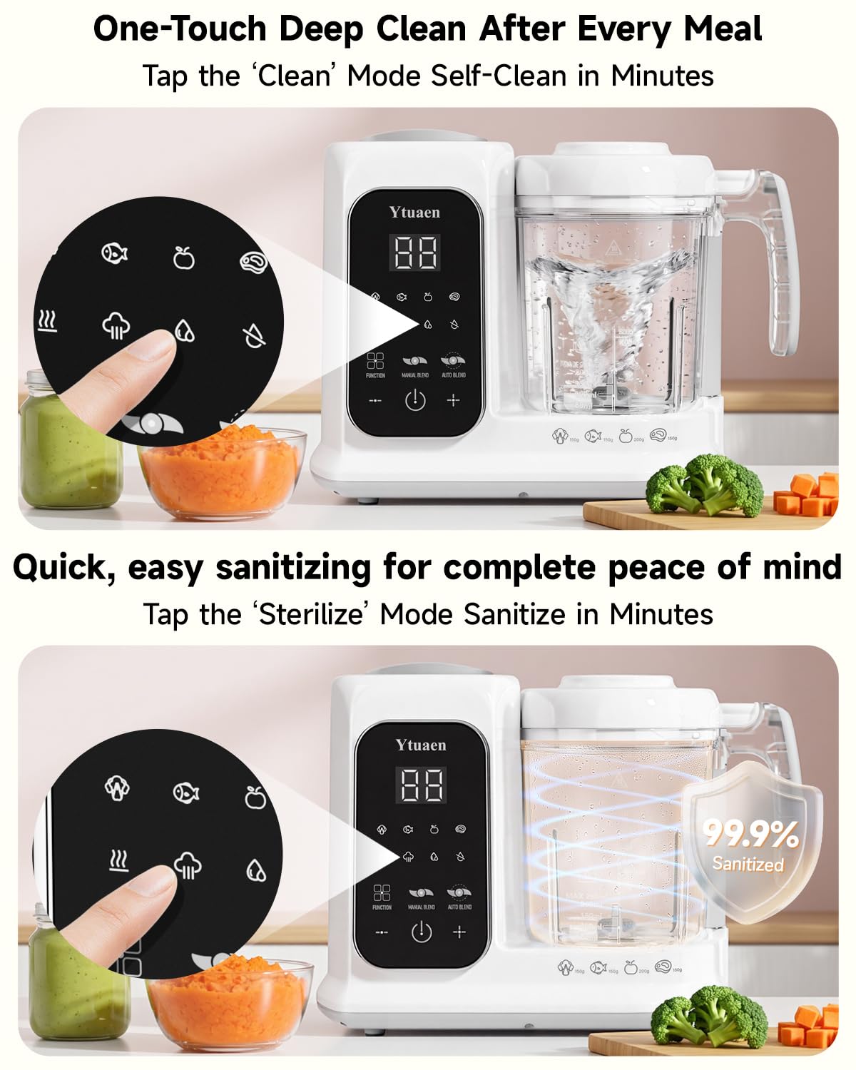 Baby Food Maker with Large Steam Basket Onestep Baby Food Processor Steamer with Steam & Grinding