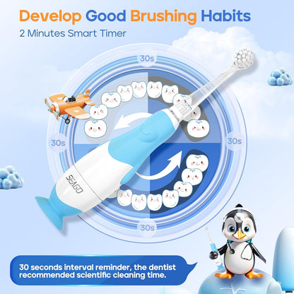 SEAGO Toddler Electric Toothbrushes for Baby Ages 0-3 Years, Baby Toothbrush with Smart Timer and