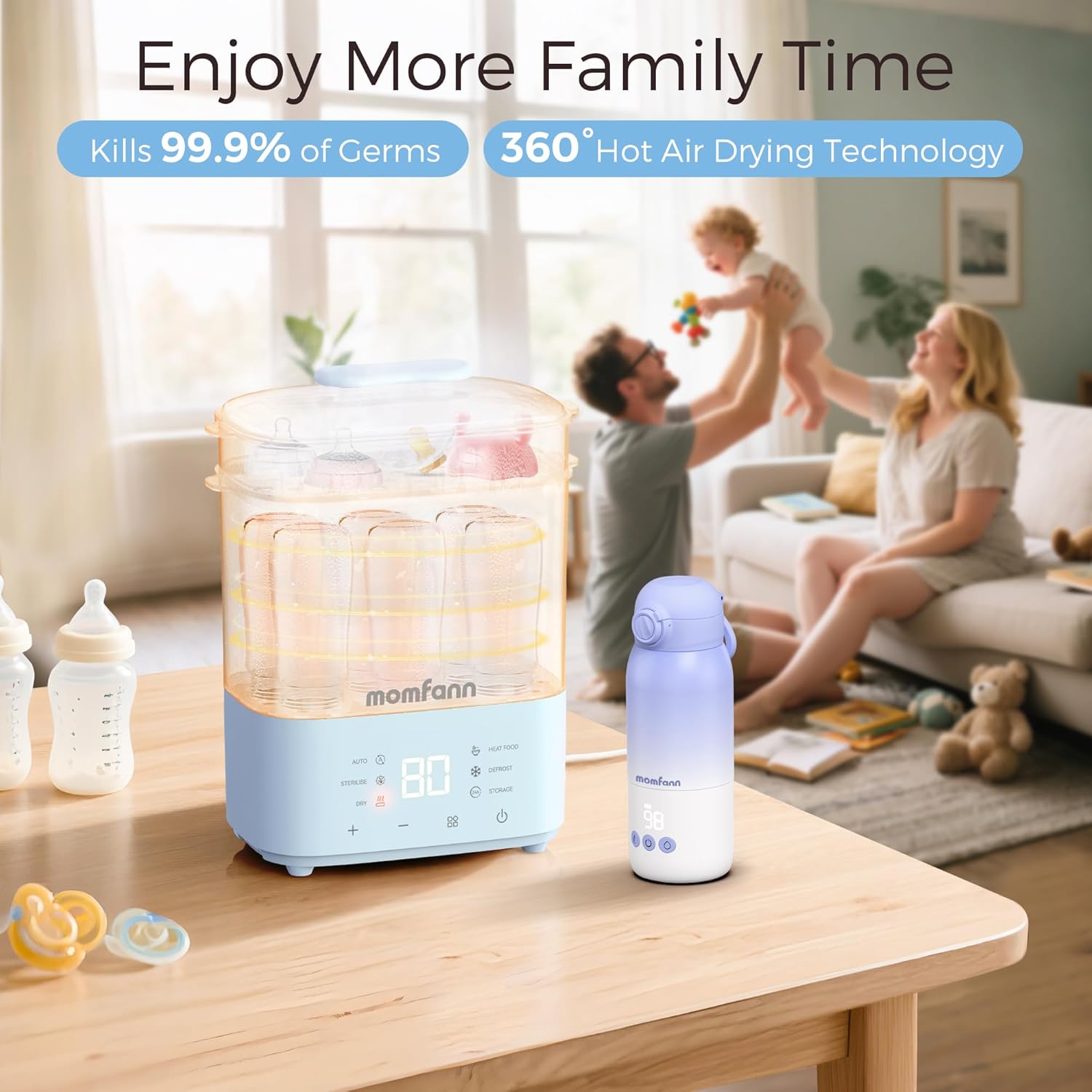 Bottle Sterilizer and Dryer, All-in-One Electric Steam Sterilizer Bottle Sanitizer for Baby