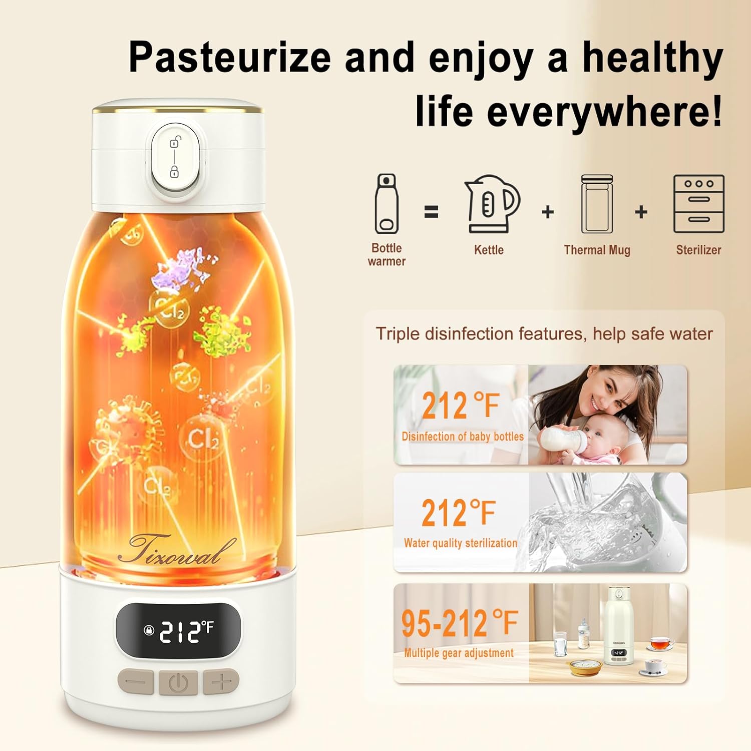 Portable Bottle Warmer for Travel Portable Milk Warmer for Baby Travel,Multi-Speed Keep Warm