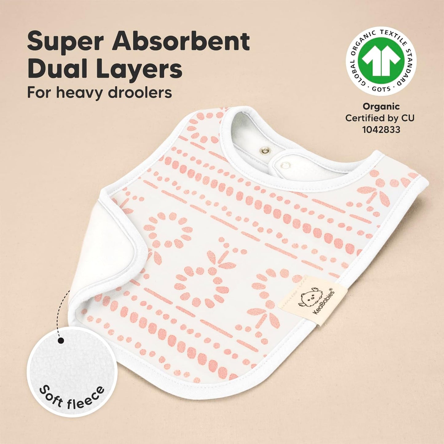 KeaBabies 8-Pack Organic Baby Bibs for Boys, Girls - Super Absorbent Cotton Drool Bibs for Baby Girl & Boy, Teething Toddler, Drooling Newborn, Ultra Soft & Machine Washable (Sweet Charm)