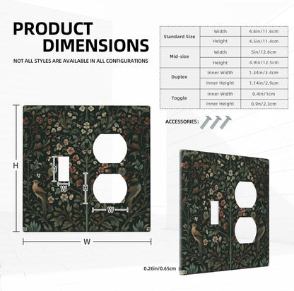 Wallplates Vintage Morris Colorful Flower Green Leaf 1 Toggle 1 Duplex Switch Plate Electrical Gfci Faceplate Decorative Light Switch Covers For Bed Room Living Room Decor