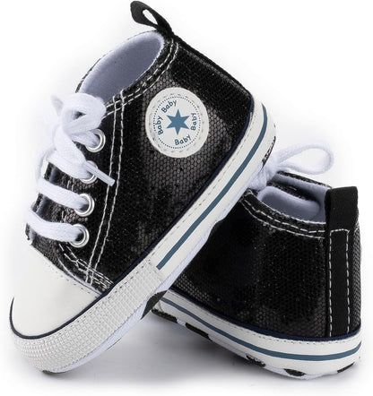 Unisex Baby Girls Boys Canvas High-top Shoes, Newborn Infant Anti-Slip Soft Sole Frist Walking Breathable Sneakers