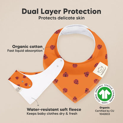 8-Pack Organic Baby Bandana Bibs for Girls - Super Absorbent Triangle Baby Bibs for Drooling and Teething Infant, 100% Cotton Extra Soft for Newborn, Infant 0-36 Months (Fall Spores)