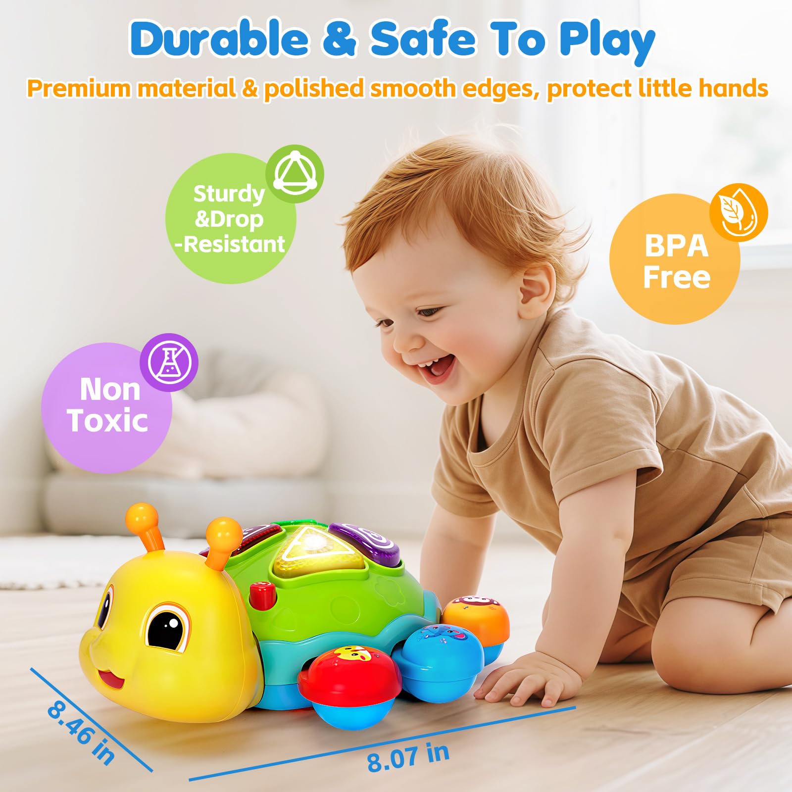Baby Toys 6-12 Months, Musical Crawling Infant Toys with Lights Sounds