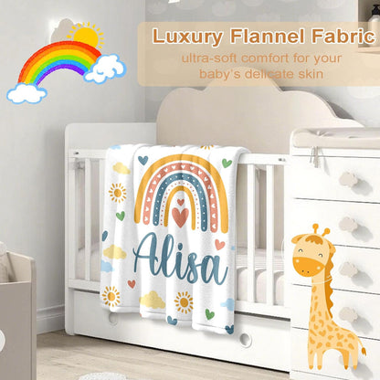 Ship Next Day, Personalized Baby Blanket – Printed in USA, Custom Baby Blanket for Boys & Girls