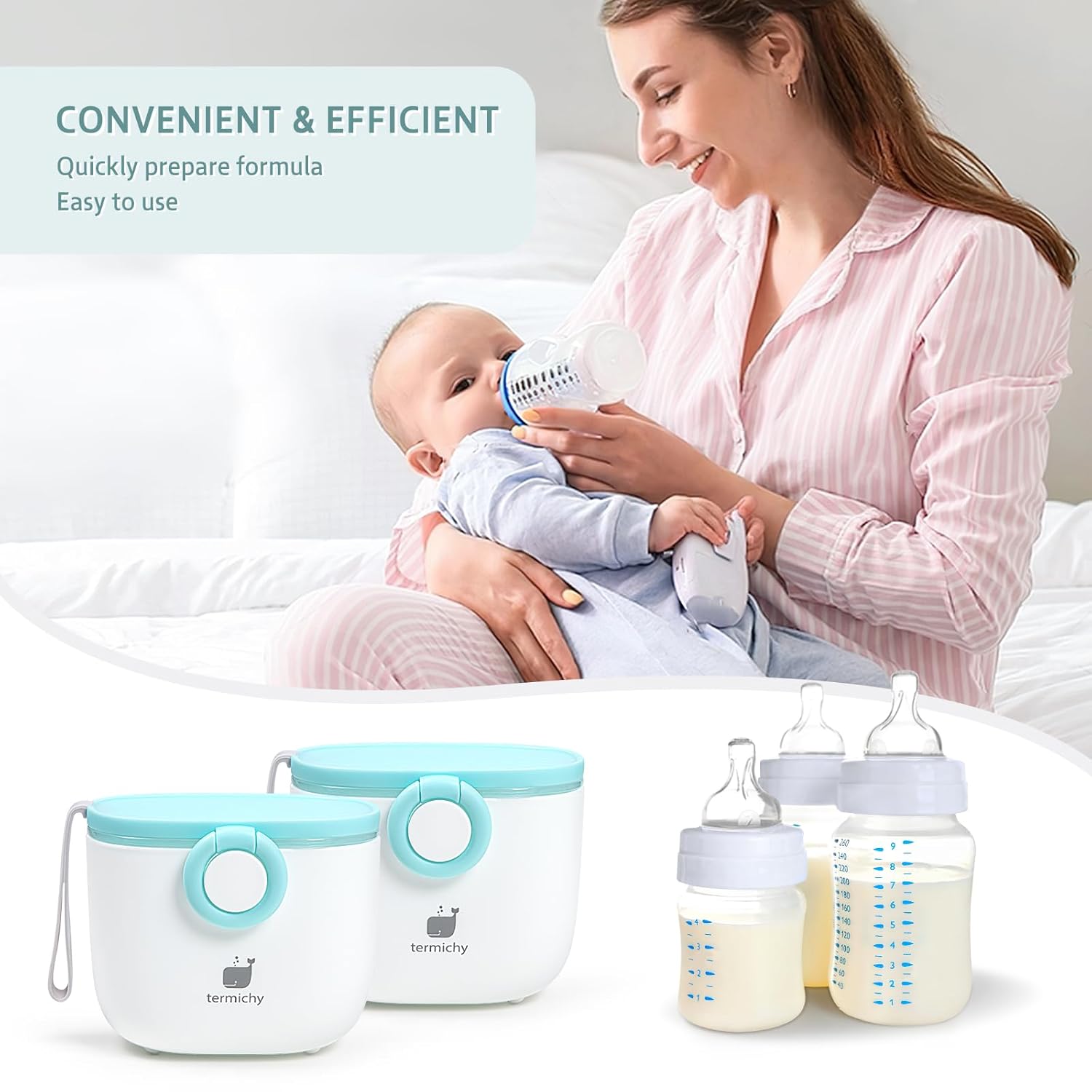 Termichy Baby Formula Dispenser, Portable Milk Powder Dispenser Container with Carry Handle and