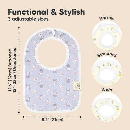 KeaBabies 8-Pack Organic Baby Bibs for Boys, Girls - Super Absorbent Cotton Drool Bibs for Baby Girl & Boy, Teething Toddler, Drooling Newborn, Ultra Soft & Machine Washable (Dreamers)