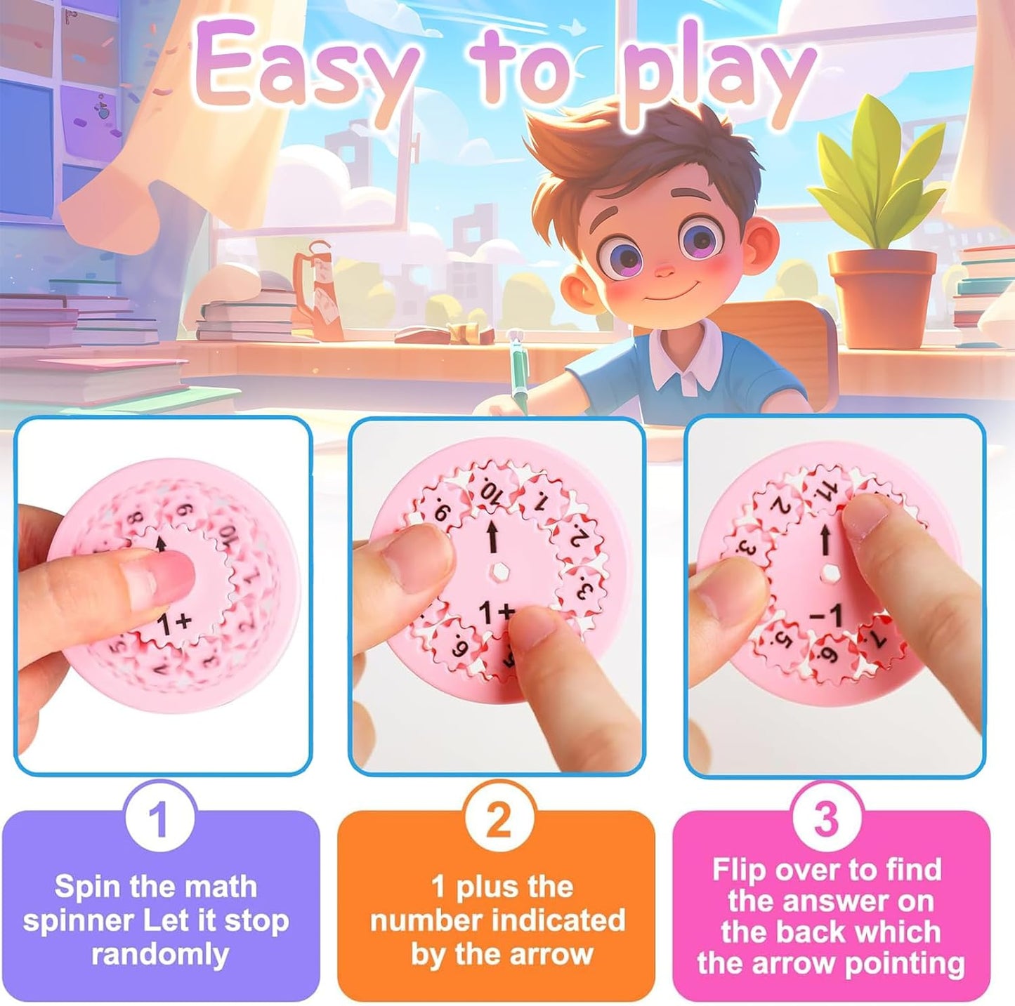 Math Fidget Spinners, Math Fact Fidget Spinners, Educational Math Fact Fidget Spinners, Math Fidget Toy, Fidgeters Who are Learning Math (Add Or Subtract 9pcs)