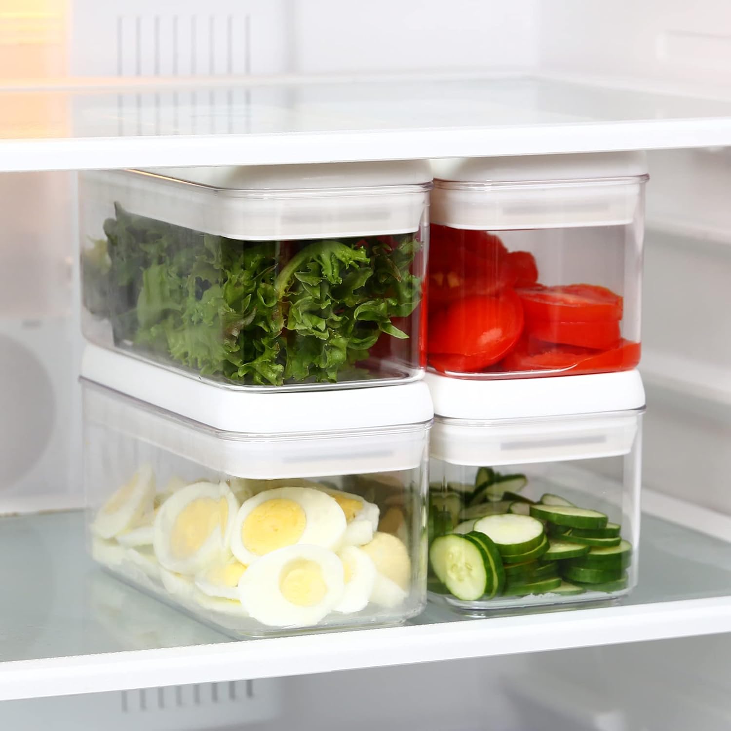 Felli Flip Tite Food Storage Container with Lid 4” RECTANGLE Airtight Ring Flip Lock Top, Stackable