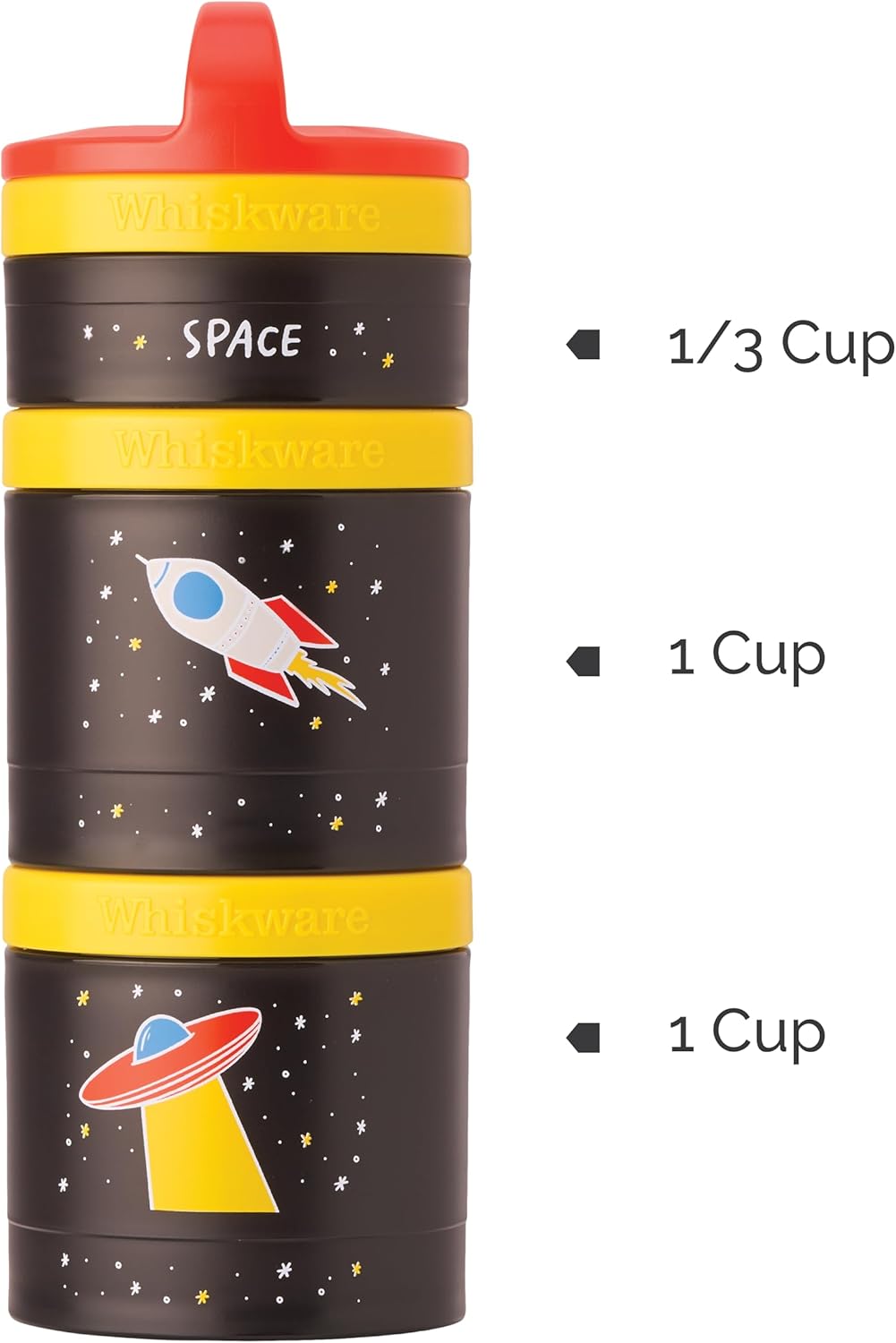 Whiskware Stackable Snack Containers for Kids and Toddlers, 3 Stackable Snack Cups for School and