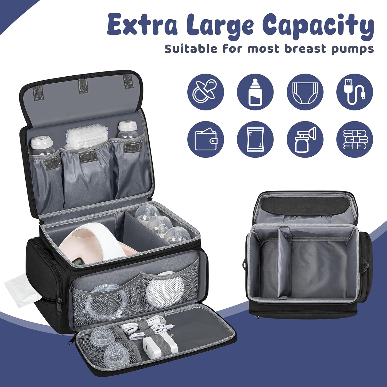 Breast Pump Bag for Spectra S1 S2, Pumping Bag with Waterproof Mat for Pumps Accessories, Portable