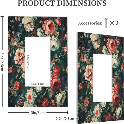 Decorative Outlet Covers Baroque Vintage Peony Flower Floral 1 Gang Single Rocker Light Switch Cover Plate Wall Plates GFCI Faceplate for Bedroom Farmhouse Decor