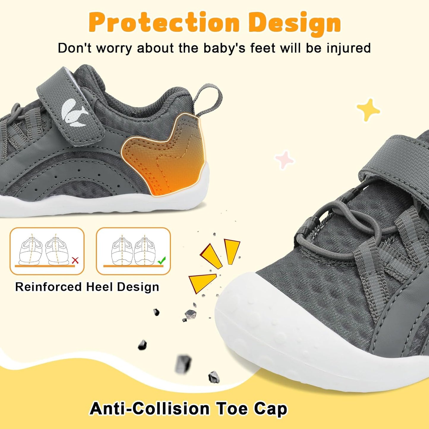 FEETCITY Wide Baby Shoes Boys Girls Baby Barefoot Shoes Breathable Infant Walking Shoe Crib Sock Shoe Toddler Sneakers Flexible