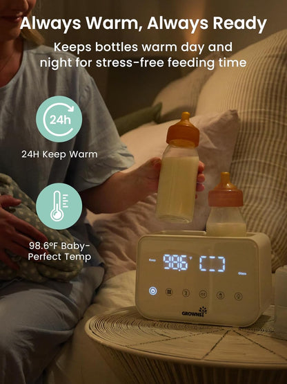 Baby Bottle Warmer, Grownsy 10-in-1 Fast Bottle Warmer Accurate Temp Control, with LCD Display