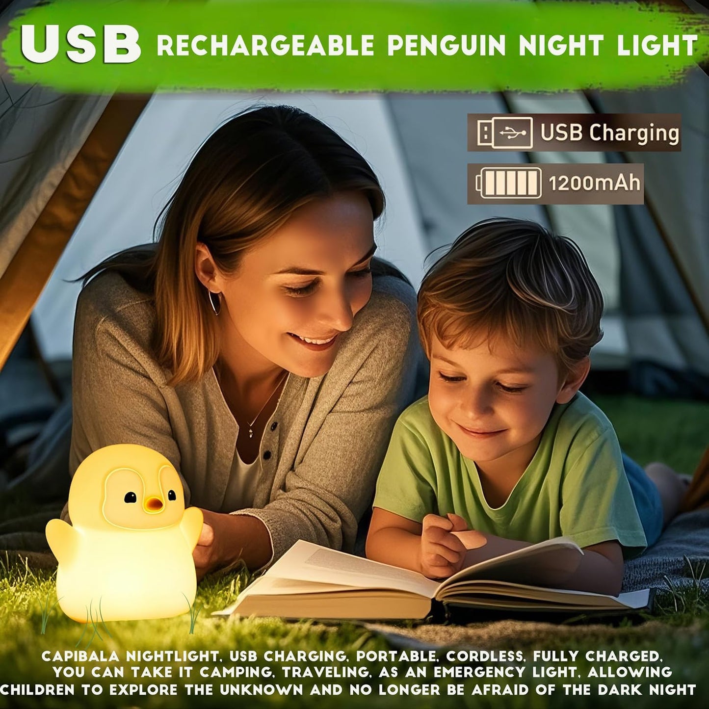 DREAMING MY DREAM Cute Penguin Night Light,LED Squishy Novelty Penguin Lamp,2 Levels Dimmable Bedroom Nightlight for Kids,Touch Penguins Light,Dorm Decor lamp,Baby Boys Girls Gifts