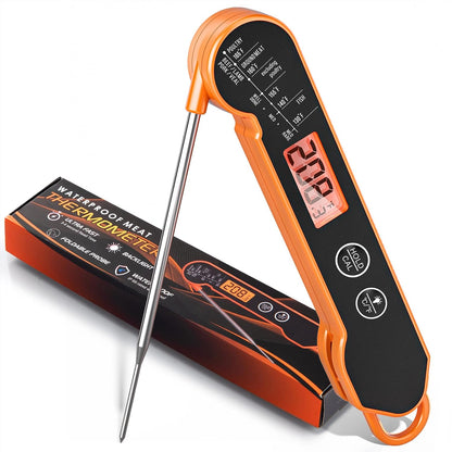 Meat Thermometer Digital with Backlight, Calibration & Hold Function, IP65 Waterproof Food