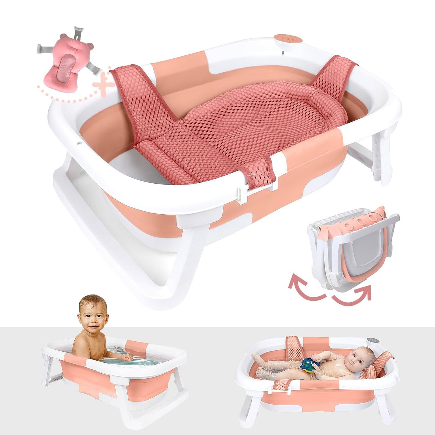 BEBELEH™ Collapsible Baby Bathtub – Bathtub + Baby tub Sling + Newborn Sling – Baby Bathtub Newborn