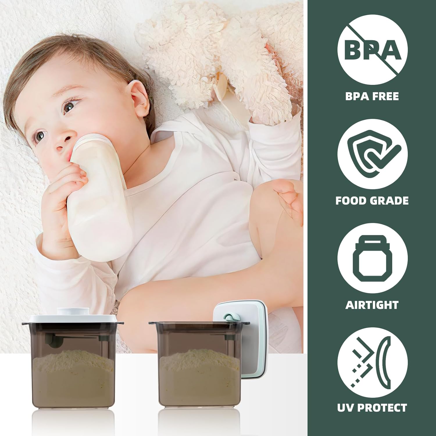 1700ml Airtight Formula Container Pop Up Milk Powder Container Formula Dispenser, 21OZ, 1.32LB