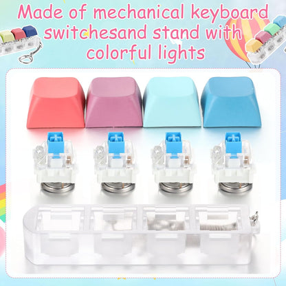 4 Pack Keyboard Fidget Toys Keyboard Clicker Keychain with LED Light 4 in 1 Fidget Button Stress Relief Toys for Adult