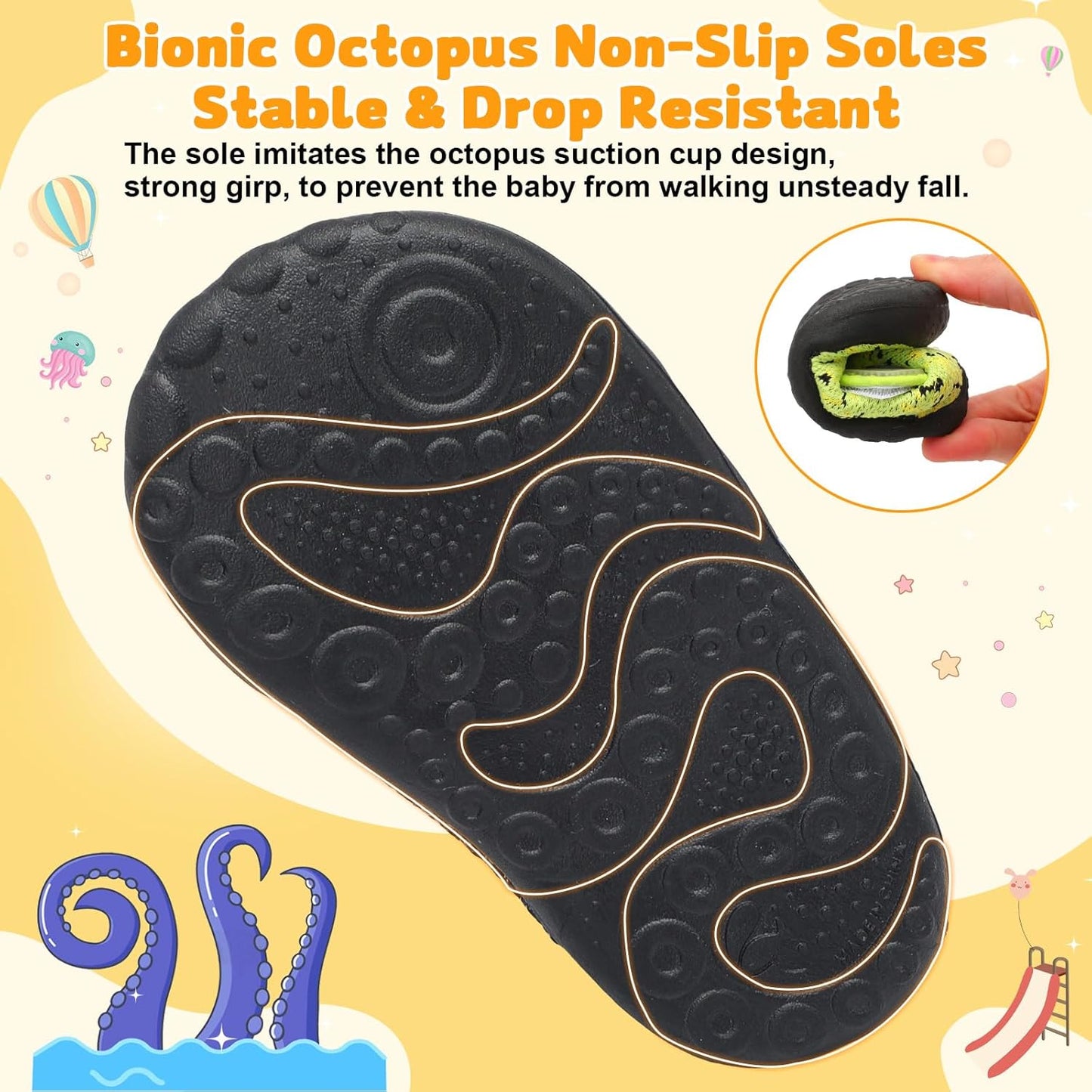 FEETCITY Baby First Walking Shoes Wide Baby Shoes Infant Sneakers Newborn Crib Shoe Barefoot Lightweight Slip On Shoe