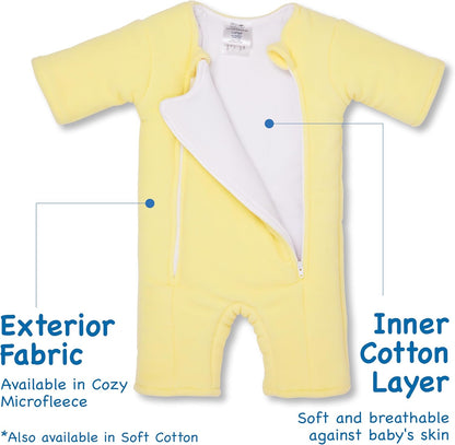 Magic Sleepsuit Baby Merlin's Microfleece Baby Swaddle Transition Product - Soft and Cozy Design, Double Zipper for Easy Diaper Changes, Promotes Safe Sleep, 3-6 Months - Yellow - Large 18-21lbs