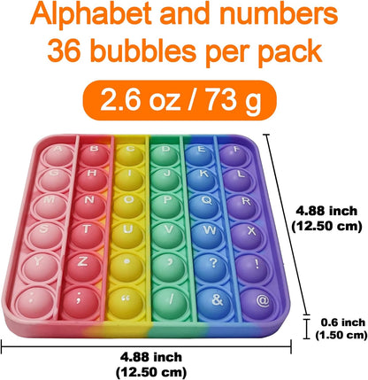 Alphabet Pop Fidget Toy Letters ABC Numbers Learning and Educational Toys Square Sensory Toys Popper Games Gifts for Kids 4 Packs Double Side Macaron(2 Alphabet Numbers and 2 Uppercase Lowercase)