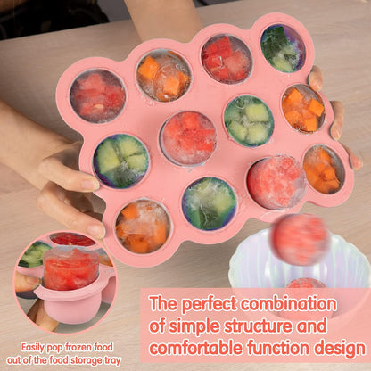 Baby Food Storage Container - 12 x 1.5oz Silicone Baby Food Freezer Tray with Silicone Lid, Perfect