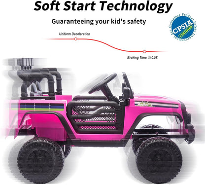 24V Kids Ride on Toy, Kids Electric Vehicles Car Ride on Car Truck for Toddlers with Remote Control, 2x200W Motor - Pink