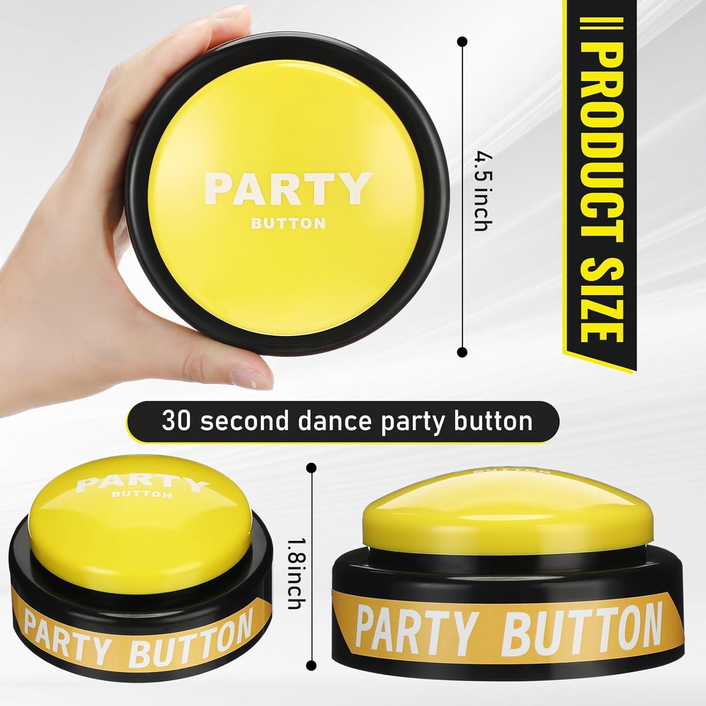 Dance Party Button with Music Sound Button Desk Toys for Office for Adults Classroom Buzzers Novelty Fun Gag Gifts Office Toys Desk Decor Gadget, 4.5 x 4.5 x 1.5 Inch (Yellow)