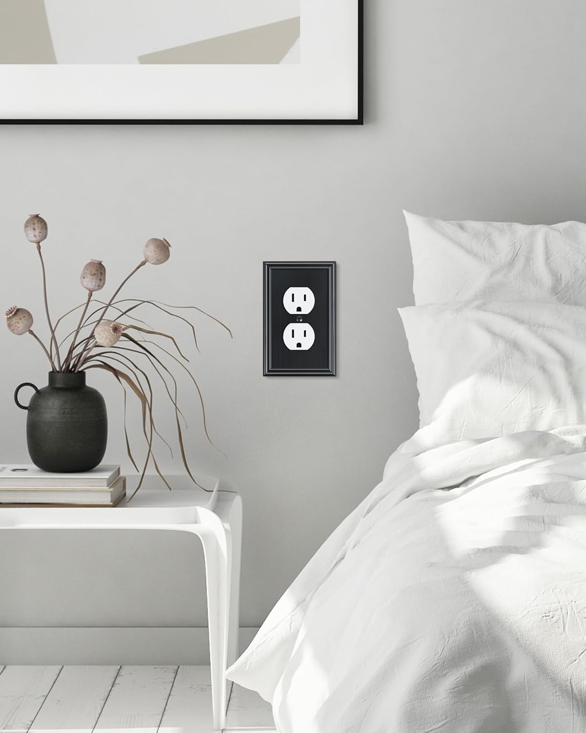 4-Pack Duplex Outlet Cover, Durable Solid Zinc Alloy Decorative Switch Plates and Outlet Covers
