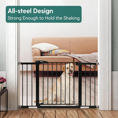 Babelio Baby Gate for Doorways and Stairs, 29-48" Auto Close Dog Gate, Easy-Install Pressure Mounted Satey Door, No Drilling Safety Gate for Child and Pets, 2 Pack, Black