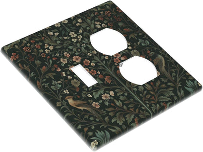 Wallplates Vintage Morris Colorful Flower Green Leaf 1 Toggle 1 Duplex Switch Plate Electrical Gfci Faceplate Decorative Light Switch Covers For Bed Room Living Room Decor