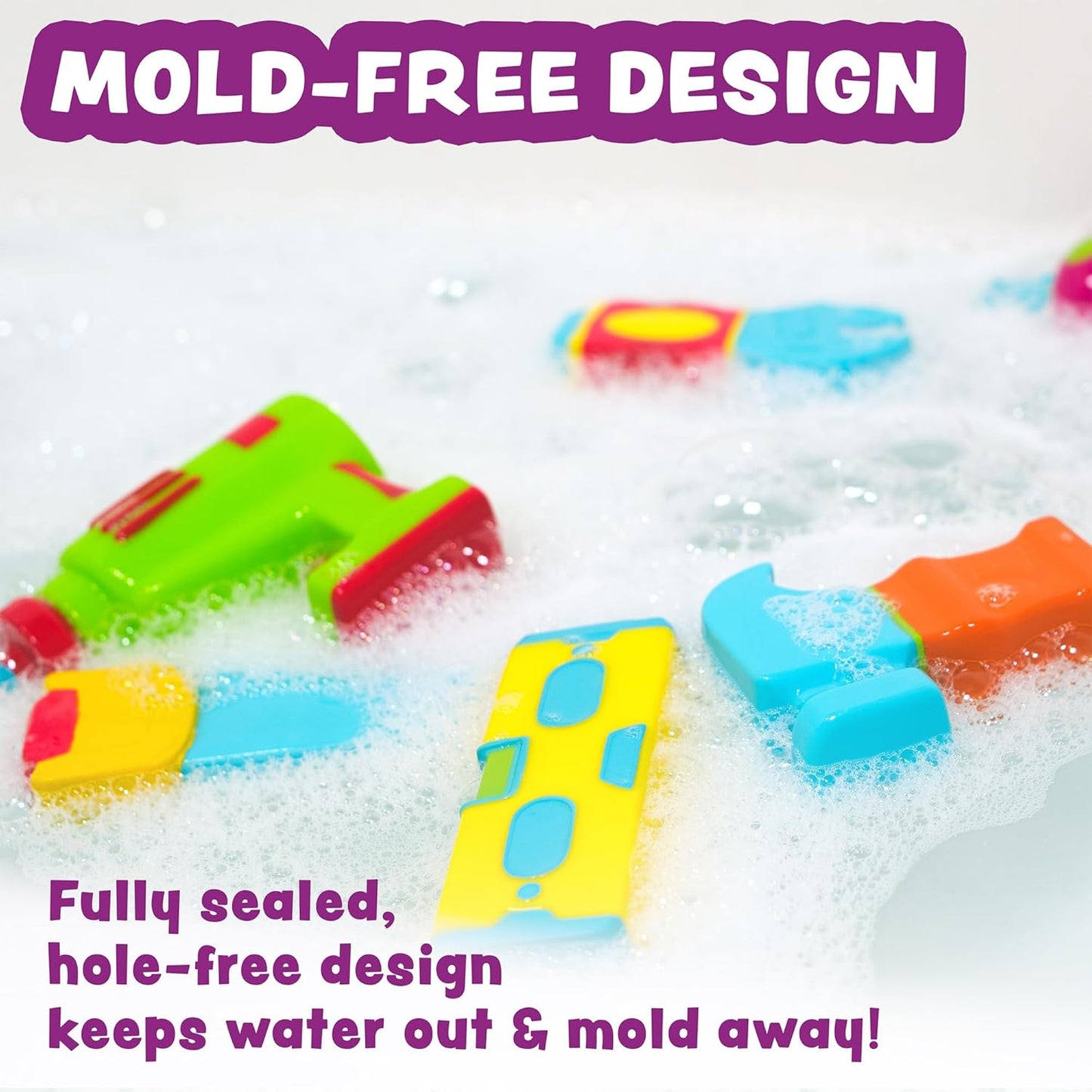 Tub Works® Tools™ Mold Free Bath Toys, 6 Pack | Sealed, No Hole Bath Toys Design Keeps Moisture Out