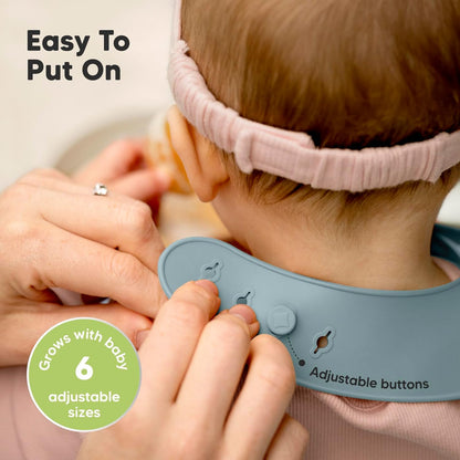 KeaBabies 2-Pack Silicone Baby Bibs for Eating - Sturdy Food-Grade Silicone Bibs for Babies Girl