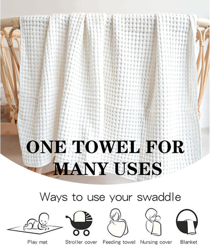 Konssy Waffle Baby Blanket - Soft & Cozy Nursery Swaddle Blanket, Lightweight Toddler Throw for