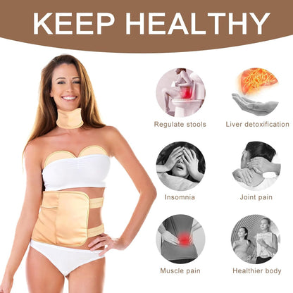 4 Pcs Castor Oil Pack Wrap Organic Cotton for Liver Detox, Stomach, Belly, Neck, Breast & Entire