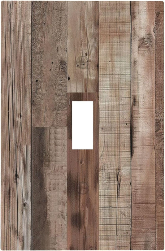 Decorative Switch Covers Plate Retro Wood Plank Vintaga Wooden Board 1 Gang Wall Plate Unique Single Toggle Wall Cover Plate Jumbo Electrical Light Switch Plate Faceplate for Home Decor